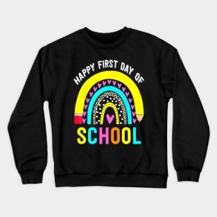 Happy First Day Of School Rainbow Leopard Back To School Crewneck Sweatshirt